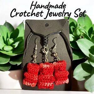 SALE 🔥 Handmade Crochet Gummy Bear Jewelry Set - Red
